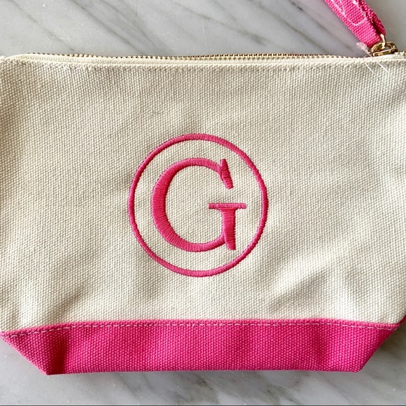NWT•Monogram “G”•Canvas Top Zip Cosmetic Bag - Picture 2 of 9